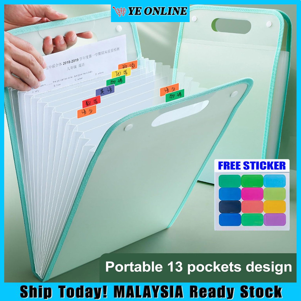 13 Layer A4 Test Paper Folder Waterproof Classification Folder File ...