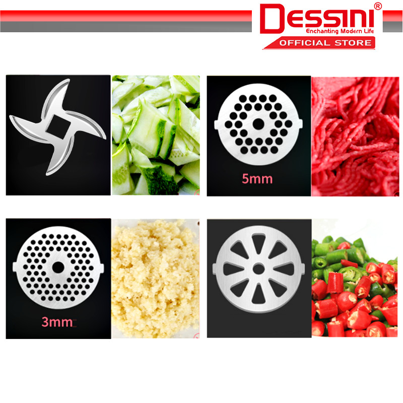 DESSINI ITALY 3000W Stainless Steel Electric Meat Grinders Sausage ...