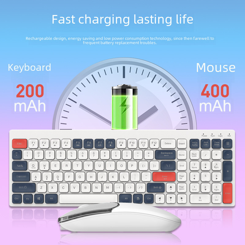 Bluetooth 2.4G Dual Mode Charging Silent Wireless Keyboard Mouse Set ...