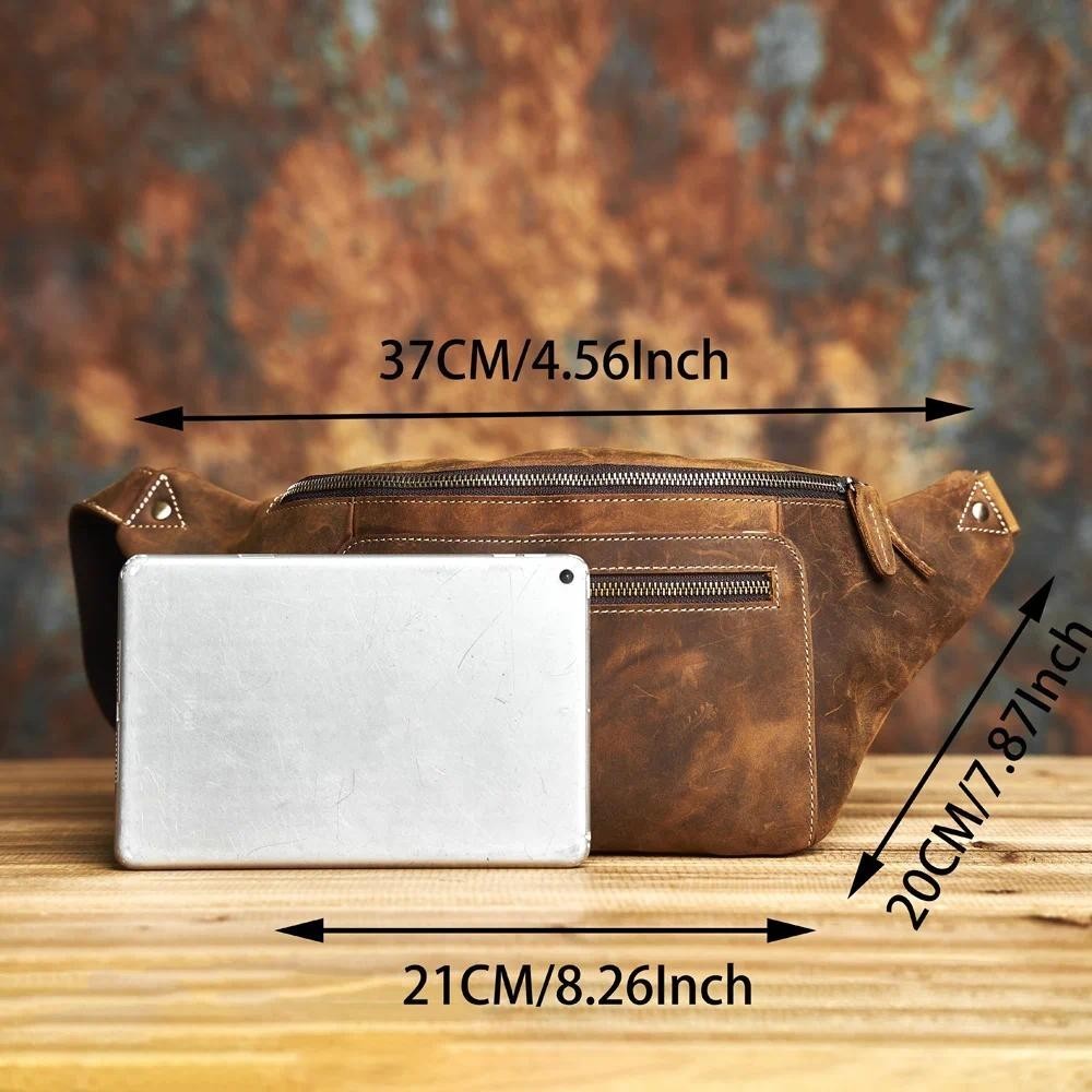 Leather Men S Waist Bag 2026.Nasva Genuine Leather Men's Waist Bag Retro Chest Bag Shoulder ...