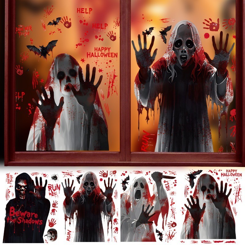 [ Halloween Decoration ] Static Cling Halloween Decor Stickers, Glass ...
