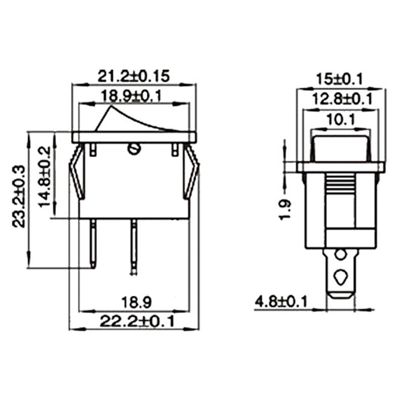 5/10/20 Pcs/lot Kcd1 2 Pin 250v 3a Boat Switch 21*15 15*10 Snap-in Spst ...