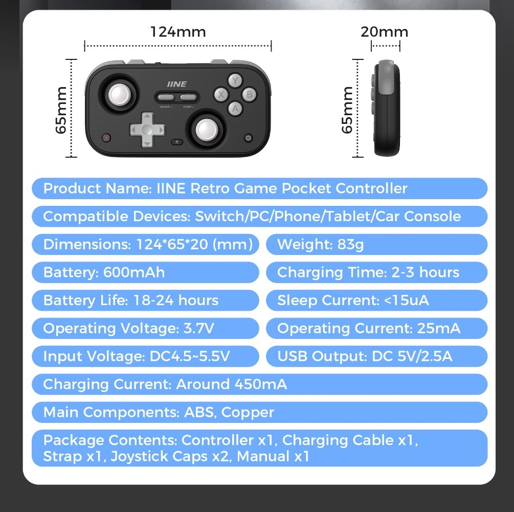 IINE Retro Pocket Game Controller for Nintendo Switch & Switch 2 / Oled ...