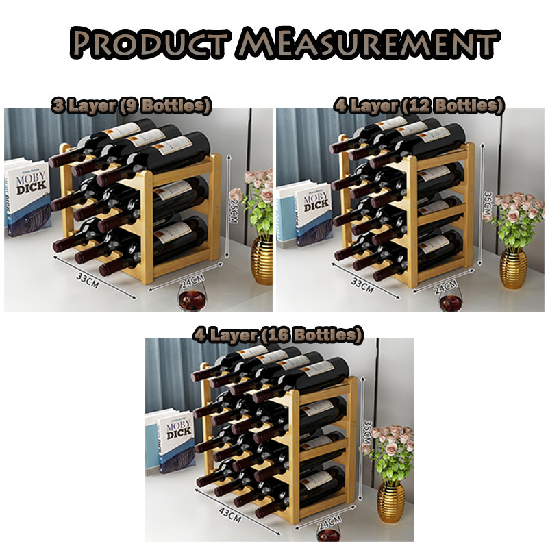 GDeal 3/4 Layer Bamboo Wine Rack Wine Storage Racks Champagne Cabinet ...