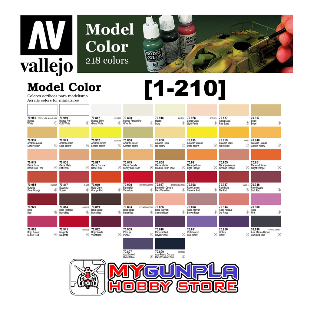 AV Vallejo Model Color Acrylic color for models and miniatures [1-210 ...