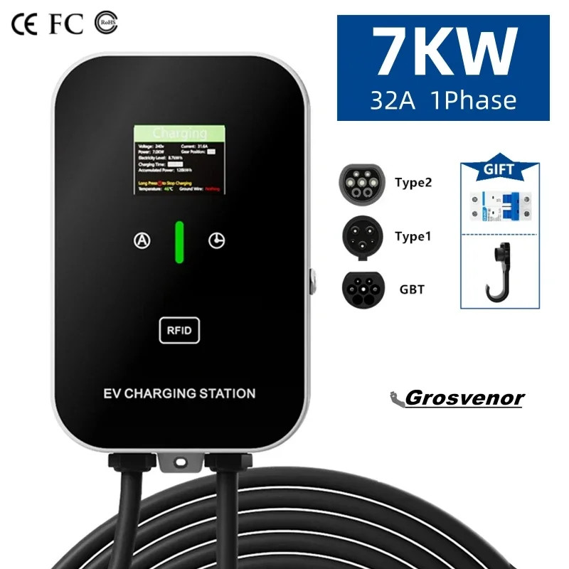 New 7KW Type2 Electric Vehicle Charger 32A EV Charging Station Type1 ...