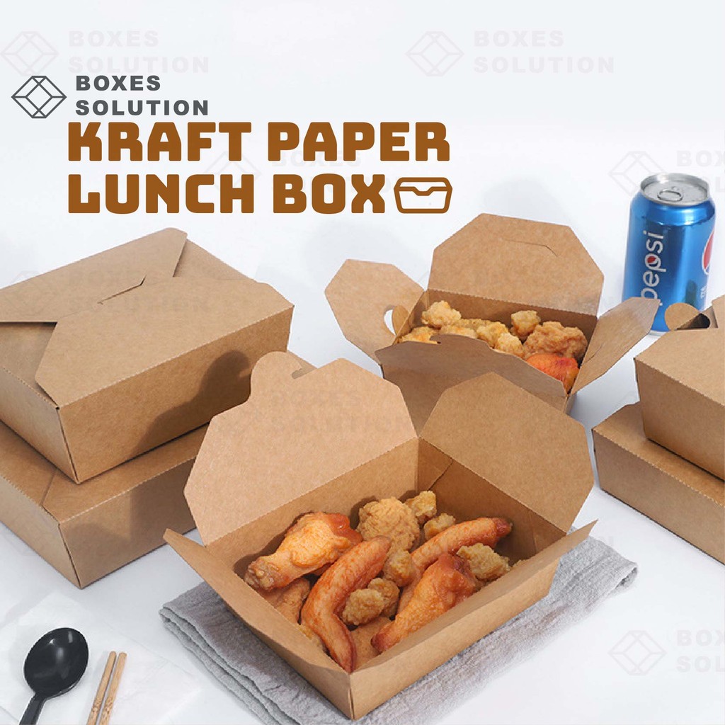 VBS READY STOCK #Premium Quality Brown Kraft Boat Paper Lunch Box ...