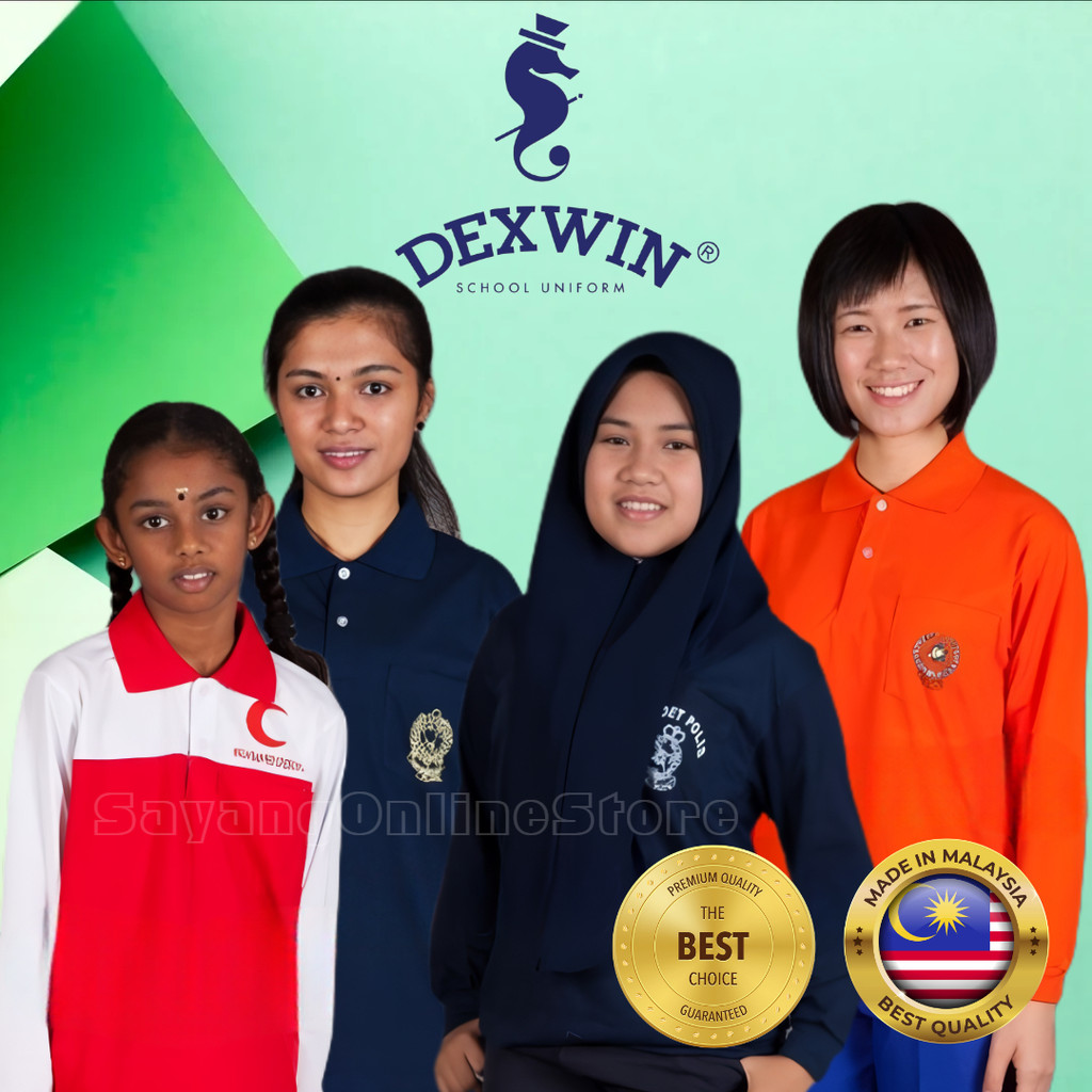 Dexwin T-shirt Co-curriculum Bercollar Lengan Panjang Kadet Polis Kadet ...