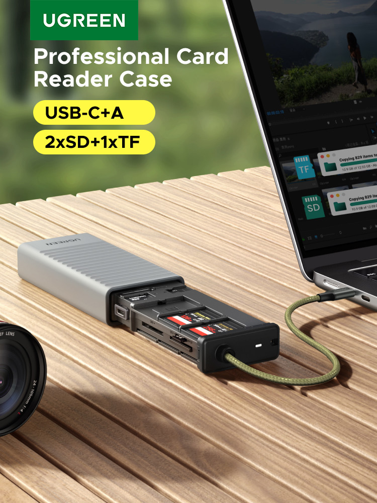 UGREEN USB C Card Reader Case SD TF SIM 12 Slots Memory Card Storage ...