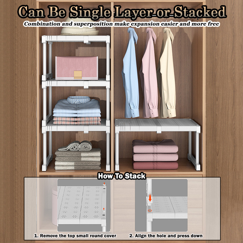 SKplus Wardrobe Layered Partition Extendable Stackable Nail Free ...