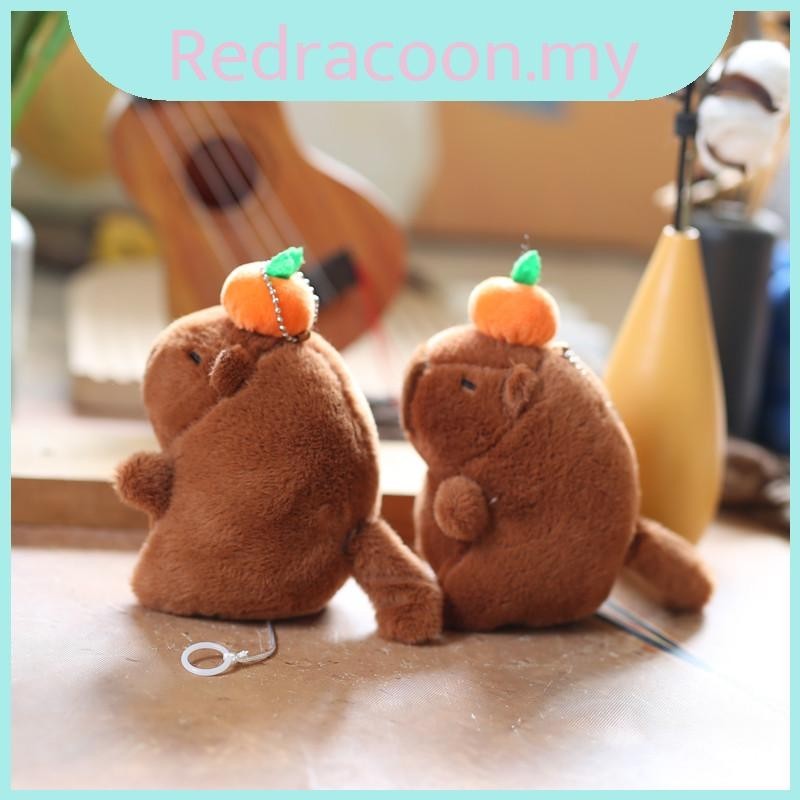 Cute And Fluffy Capybara Keychain Plush Toy With Movable Tail Soft ...