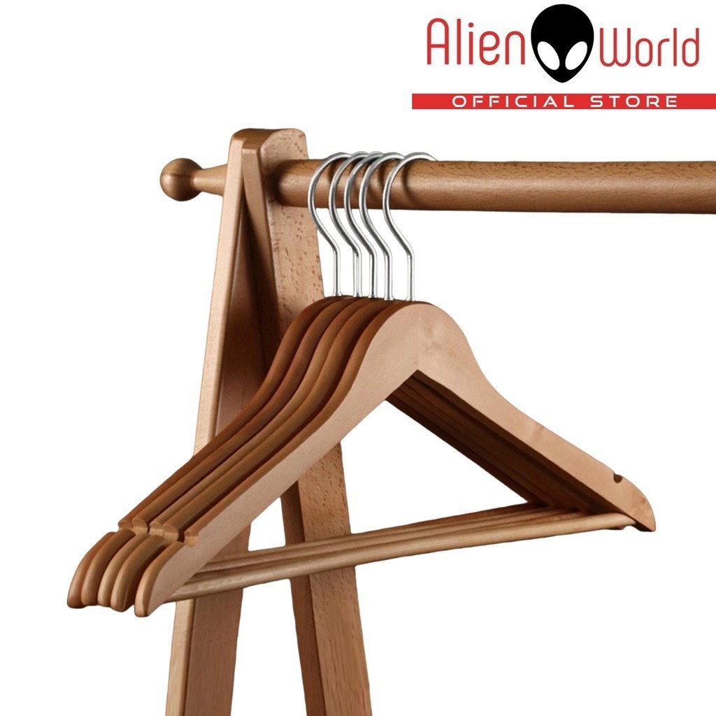 Classy Wooden Cloth Hanger | Polished Wood Grain | Minimalist Style ...