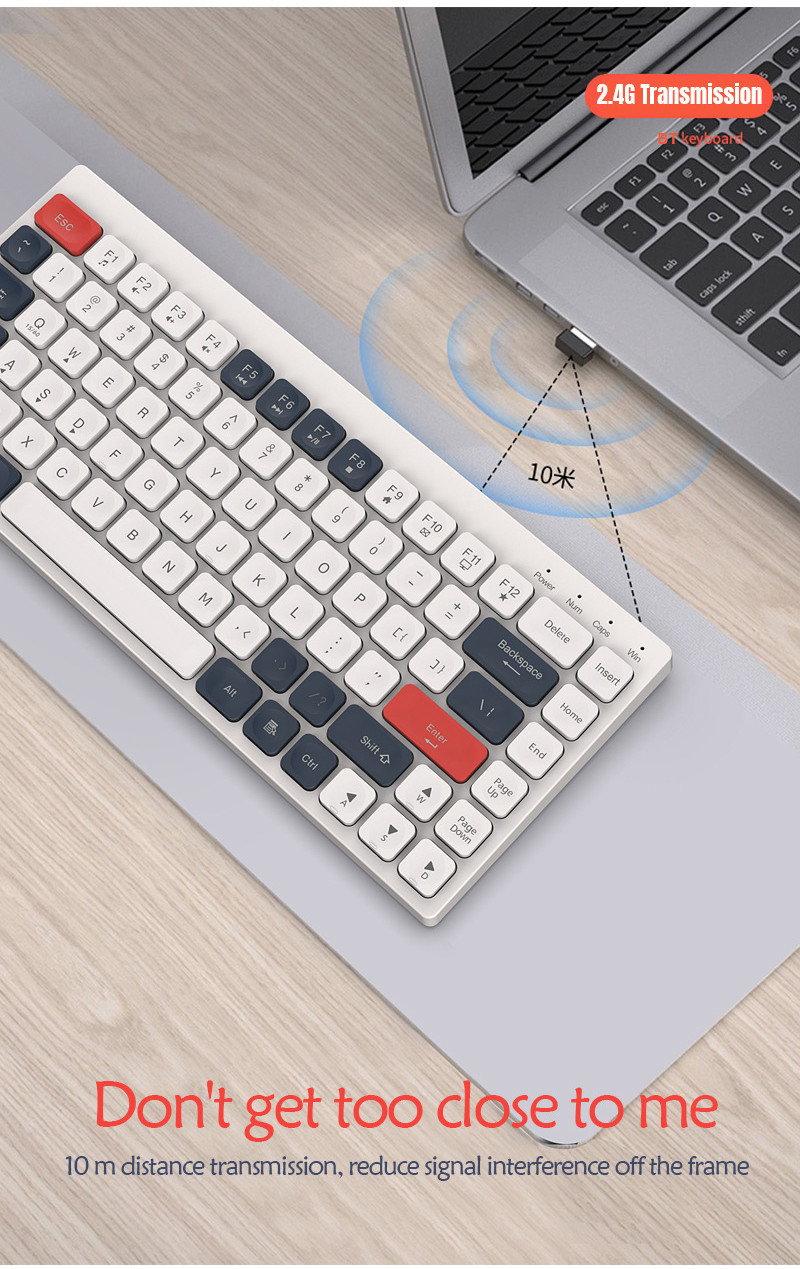 Cartoon Silent Wireless Mouse Keyboard Set 2.4G Receiver Bluetooth Plug