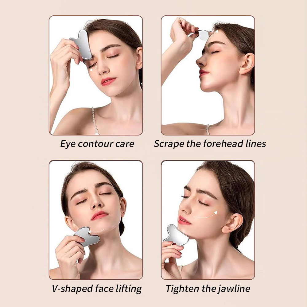 Stainless Steel Guasha Facial Tool Massager Gua Sha Scrap Face Lift ...