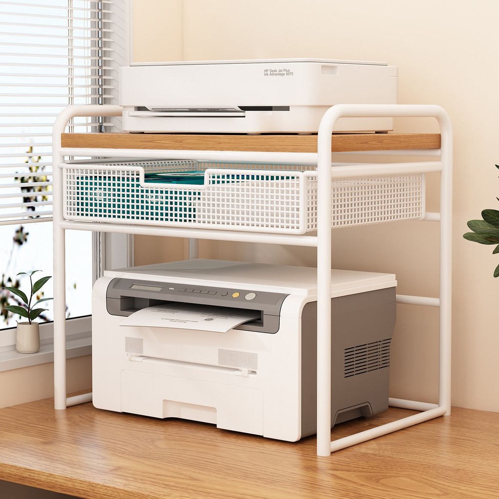 HOT!！ Office Desktop Printer Storage Rack For Elevated Desk Document ...