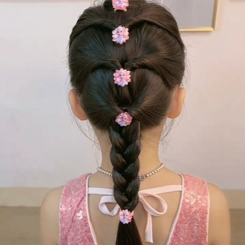 ((10 Pcs) Blue Princess Elsa Hair Tie Girl Sweet Cute Cartoon Pink ...