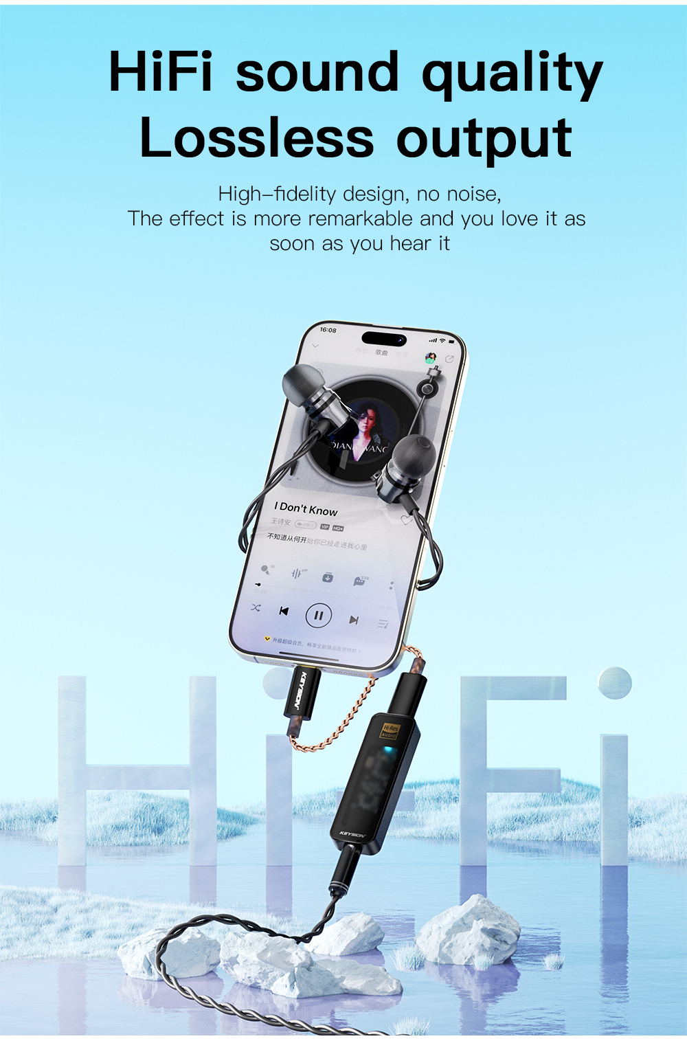 KEYSION CS43198 USB DAC Audio HiFi Decoder 384KHz DSD256 Type-C to 3 ...