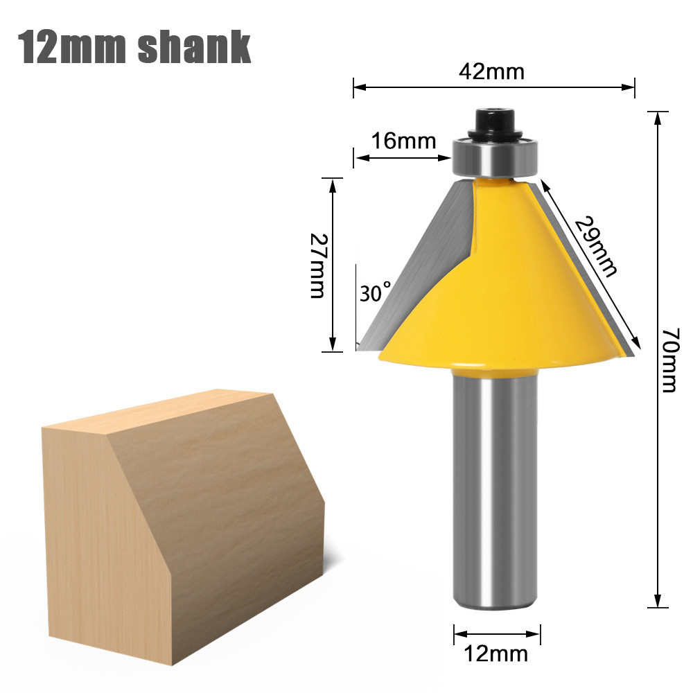 30 Degree Chamfer Router Bit 12mm 1/2 Inch Shank Bevel Edge Bit Carbide ...