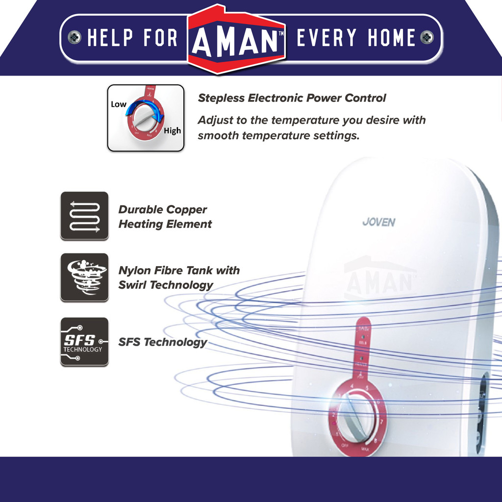 JOVEN Water Heater Without Pump Rain Shower Bathroom Instant Hot Water ...