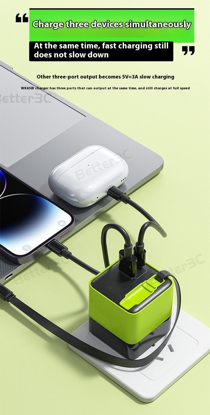 3 in 1 Portable USB+PD Phone Charger With Type C Spring Retractable ...