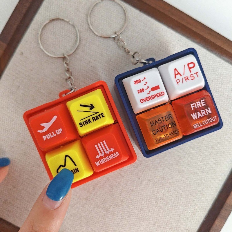 Airplane Warning Sound Simulator Pilot Keychain Emergency Alert Keyring ...