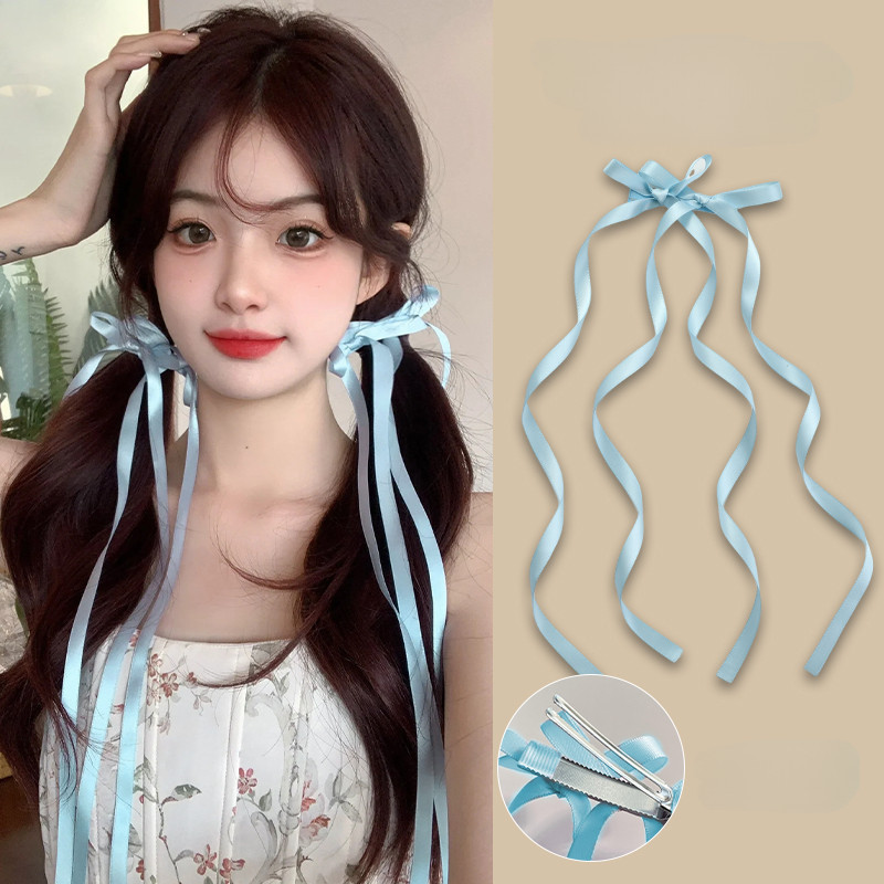 Braided Bows Hair Clips Ribbons Double Ponytails Cute Headwear ...
