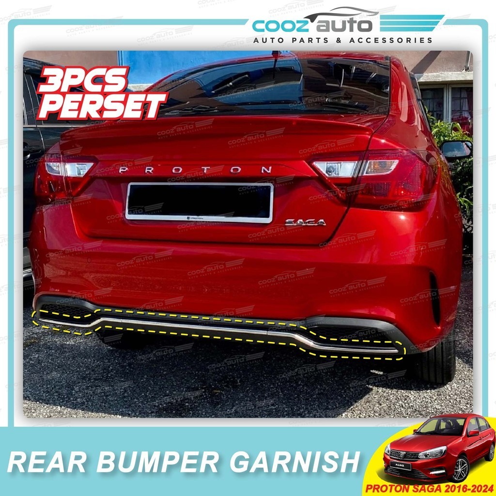 Proton Saga 2019 - 2024 Car Rear Bumper Garnish Stainless Steel Finish ...