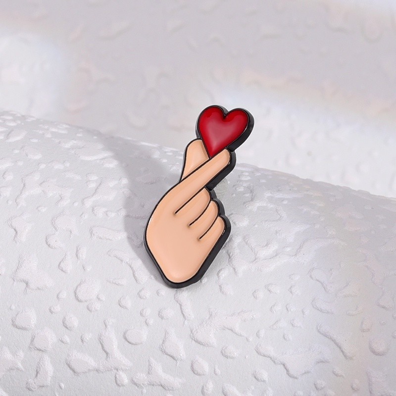 Cartoon Hand Heart Gesture Brooch Pins Funny Sign Language Brooches ...