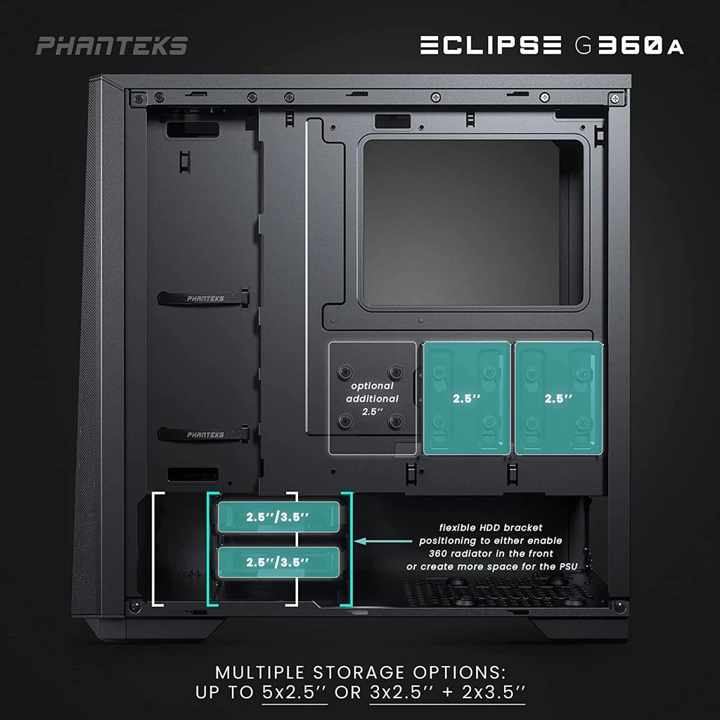 PHANTEKS ECLIPSE G360A MID TOWER DRGB TG CASE - MATTE WHITE / SATIN ...