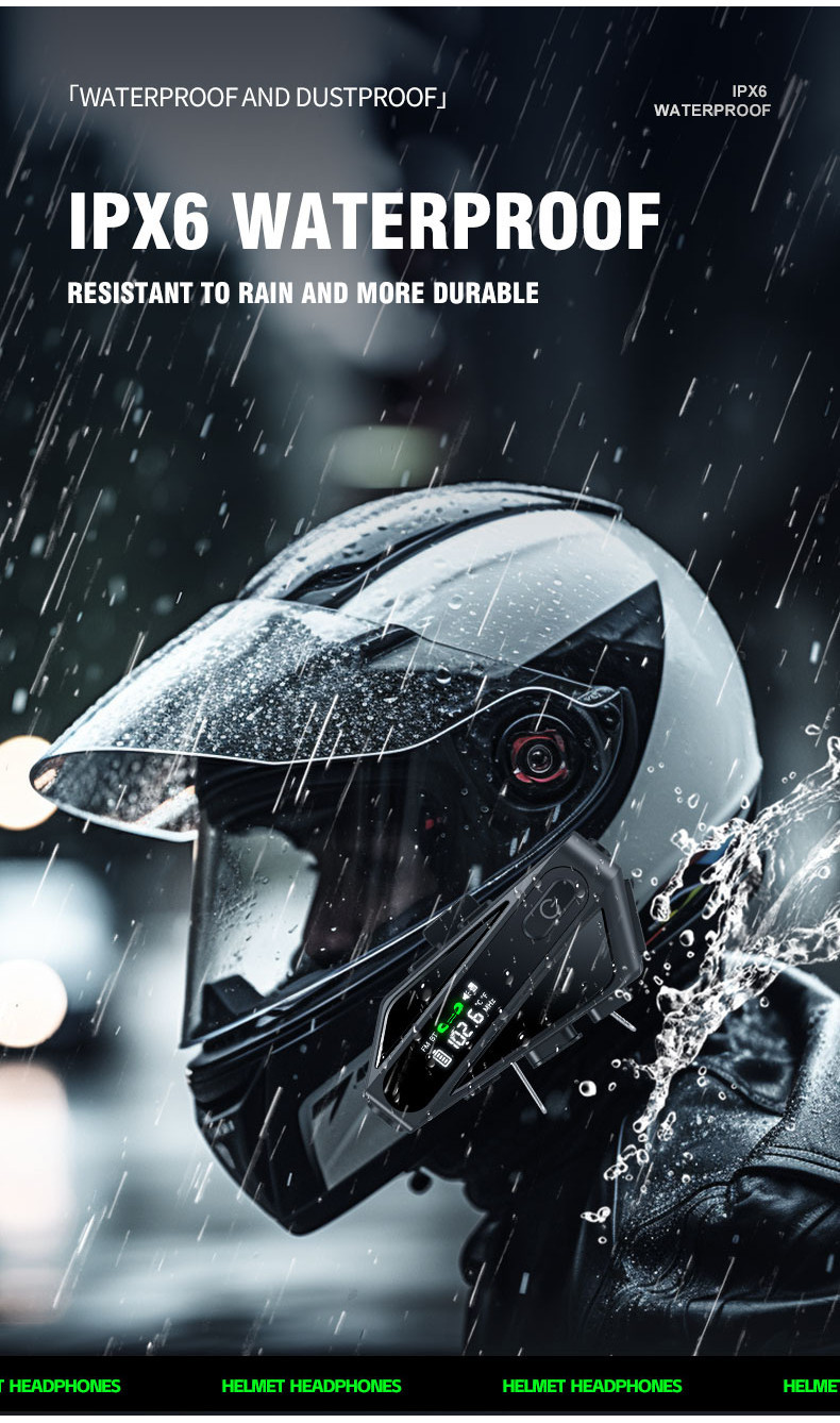 C6 Motorcycle Helmet Bluetooth Intercom Bt5.3 Ip65 Waterproof Intercom ...
