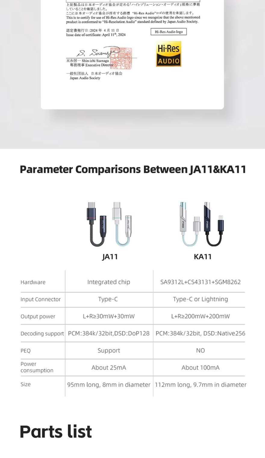 FiiO JA11, Dongle DAC and Amplifier: Type C to 3.5mm, Portable Digital ...