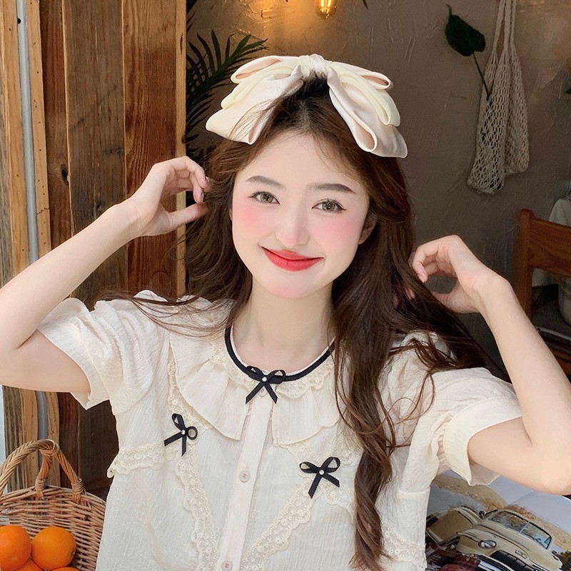 [Magpie] Satin three-layer large butterfly spring clip Korean style ...