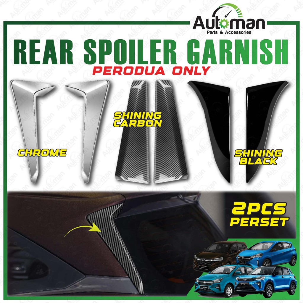 Rear Spoiler Garnish Perodua Ativa Myvi Axia Alza Chrome Carbon Black ...