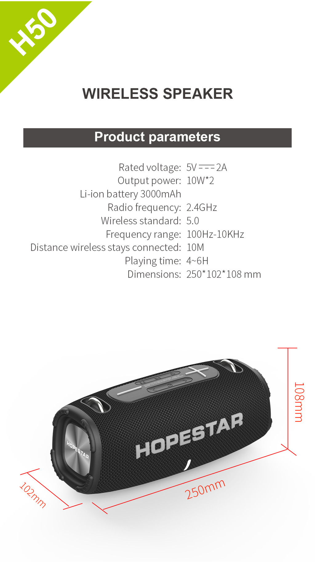 HOPESTAR H50 20W High Power Boombox Speakers Portable Bluetooth Super ...