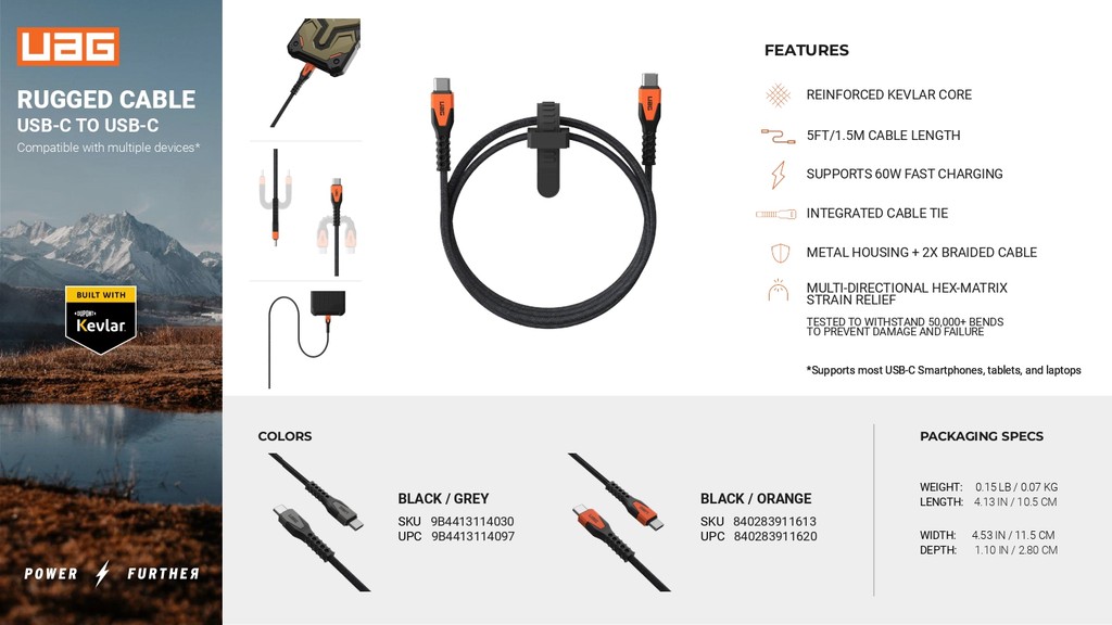 UAG Rugged Kevlar Cable 1.5M USB - C | Shopee Malaysia