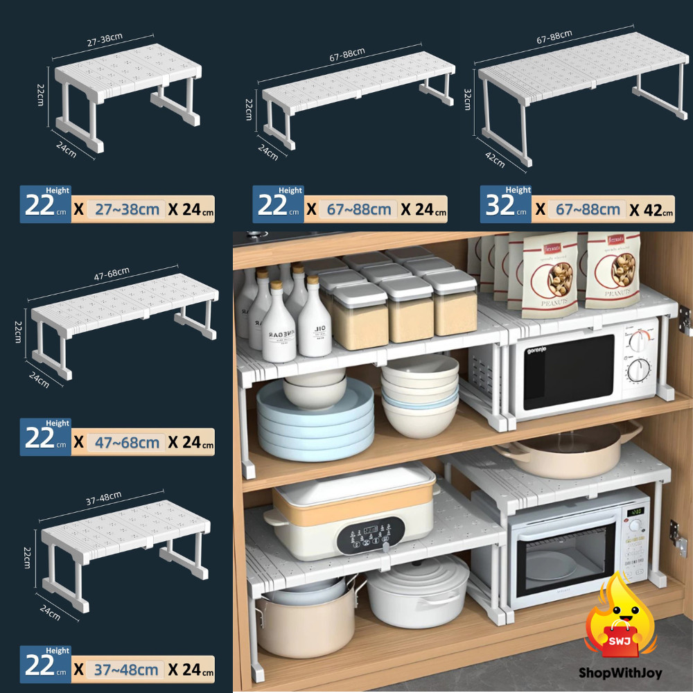 【ShopWithJoy】Adjustable 27-88cm Clapboard Layer Telescopic Rack ...