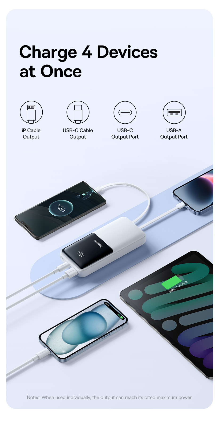 SHARGE Flow Mini 2 Power Bank - 22.5W Portable Charger With Built-in Cables 5000mAh