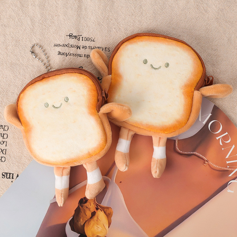 1/2pcs Children Toast Bread Coin Wallet - Earphone Card Storage Bag ...