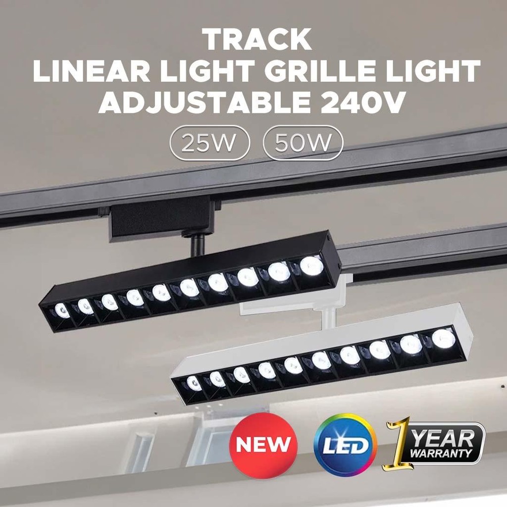 25W 50W 240V TRACK LINEAR LIGHT TRACK GRILLE LIGHT BLACK/WHITE TRACK ...