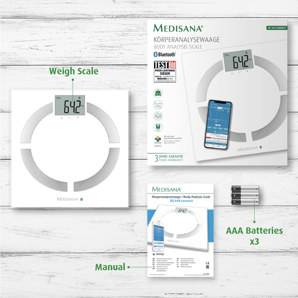 Medisana BS444 Connect Body Analysis Scale | Bluetooth Smart Scale with ...