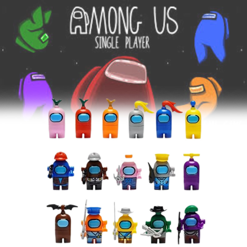 Among Fun Space Us 16 Mini Character Building Blocks Set For ...