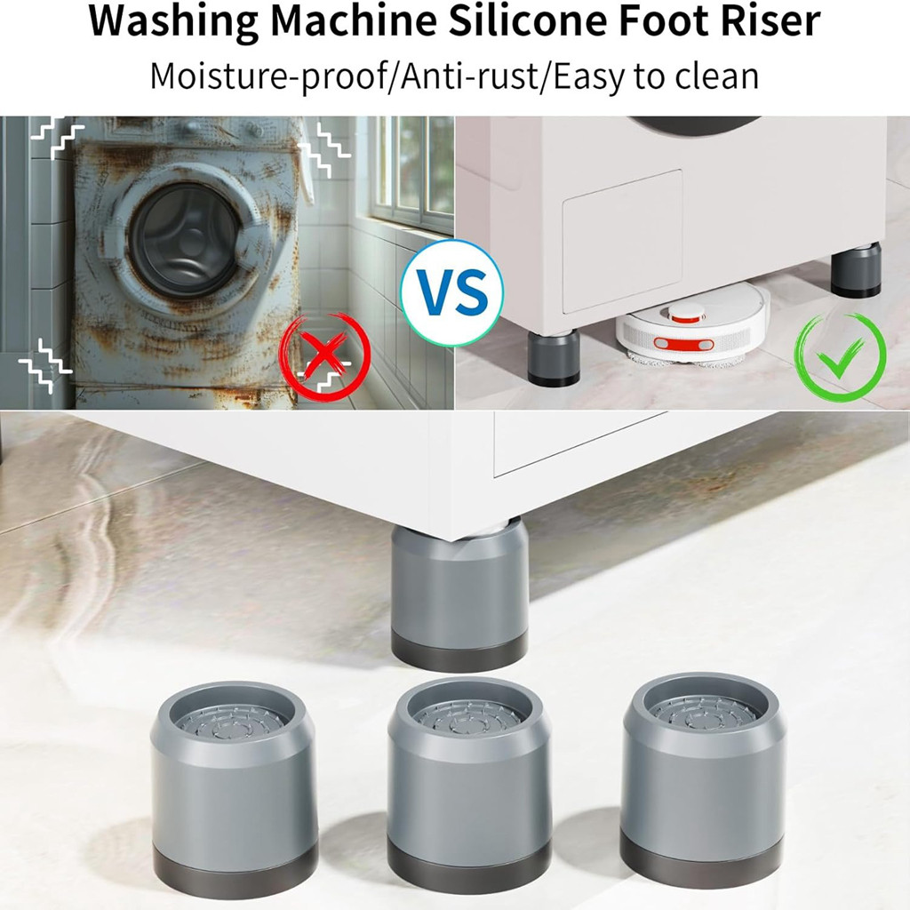 4pcs Washing Machine Riser With Suction Cup Non-Slip Rubber Furniture ...