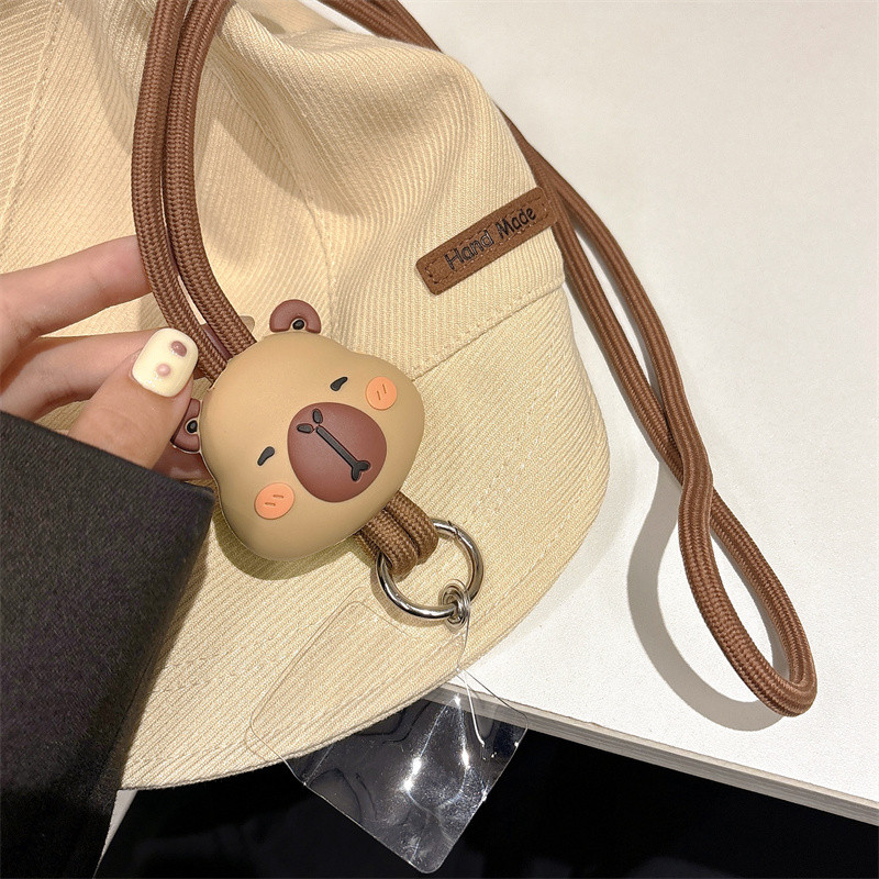 Cute Cartoon Capybara 3D Silicone Toy Nylon Metal Hooks Phone Strap ...