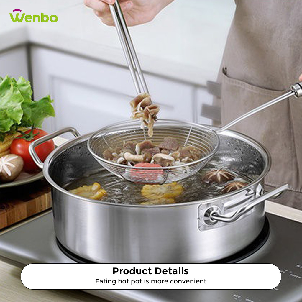Wenbo Penapis Makanan Stainless Steel Mesh Strainer Hot Frying Pan Food ...