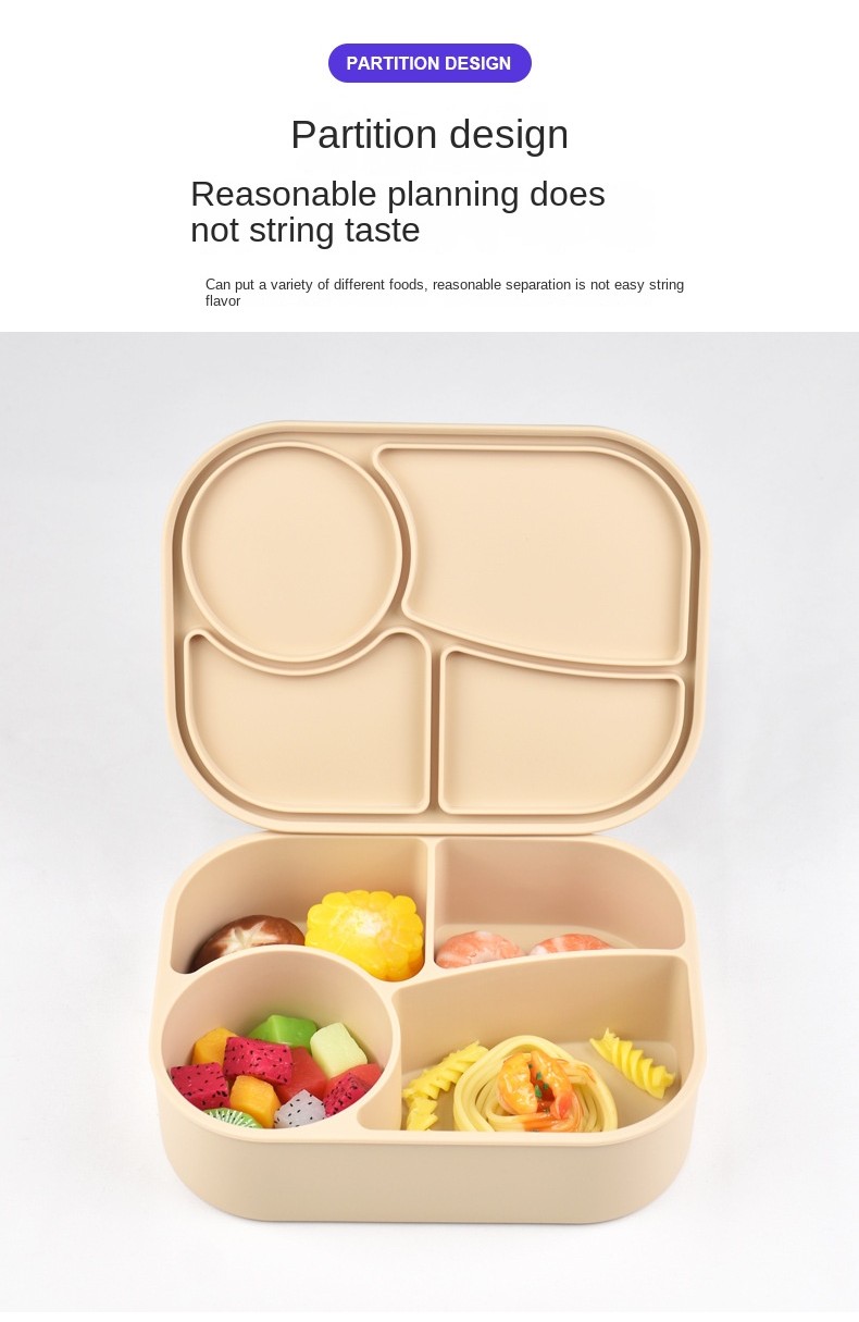 Silicone New Four-Compartment Lunch Box Children's Lunch Box Student ...
