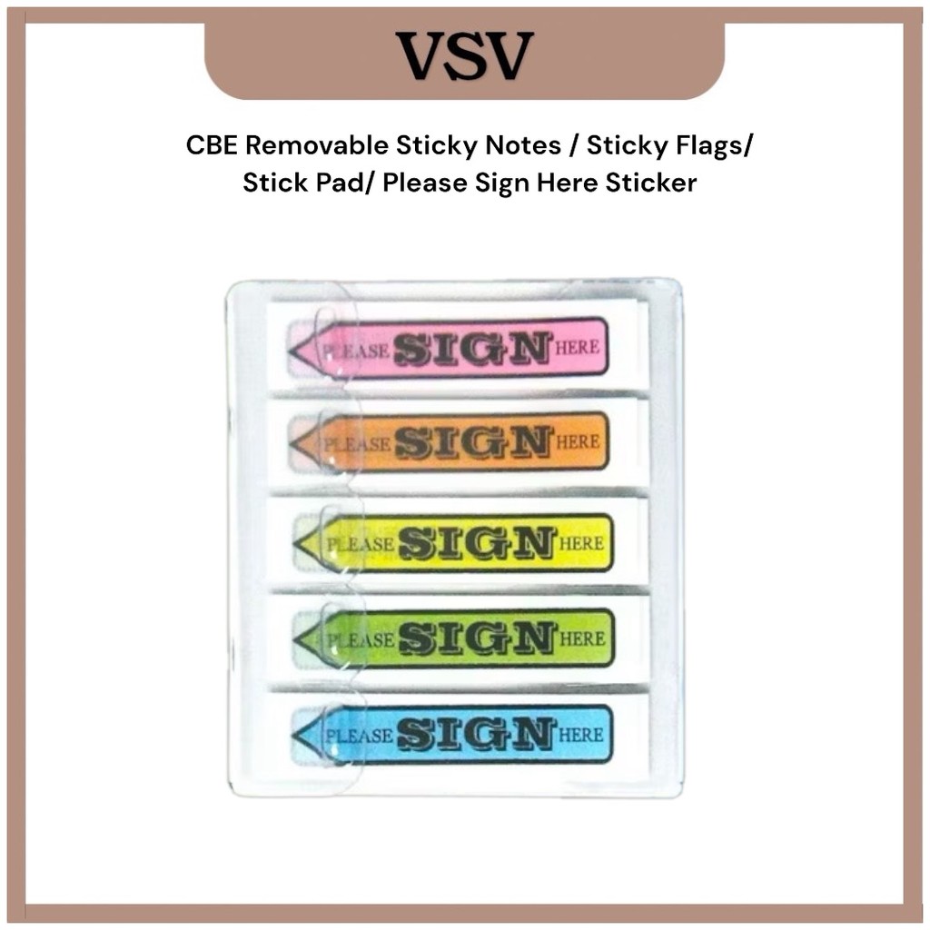 CBE Removable Sticky Notes / Sticky Flags/ Stick Pad/ Please Sign Here ...