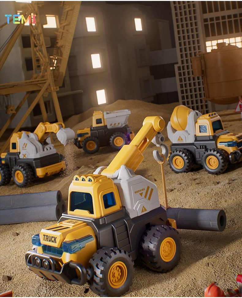 TEMI Press Run Engineering construction vehicle set children's mini ...
