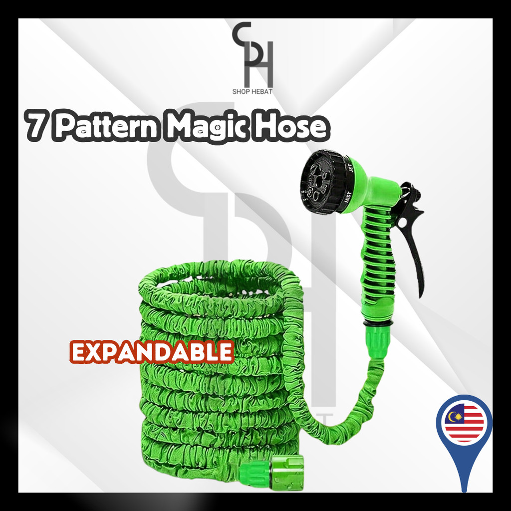 HEBAT👍 7 Pattern Expandable Magic Hose 25FT-100FT Garden Water Hose ...