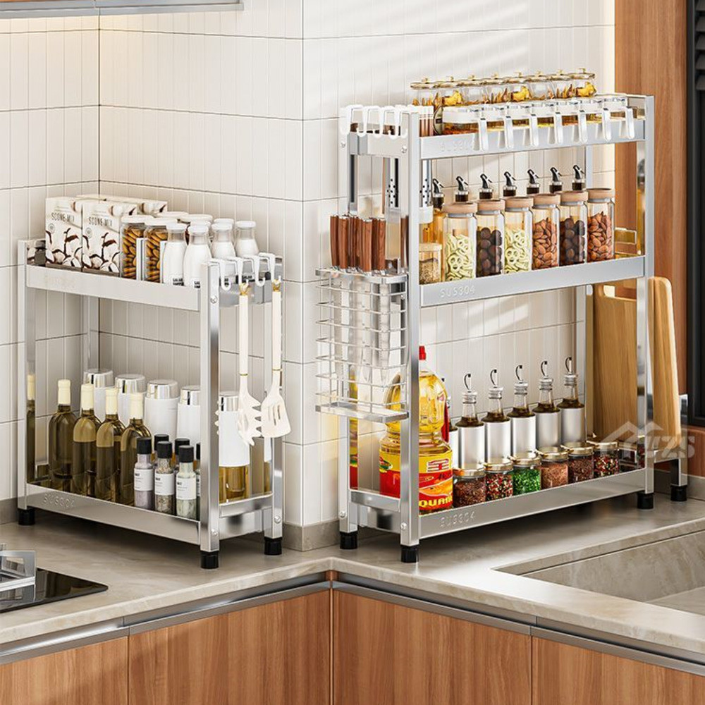 【Ready Stock】304 Stainless Steel Kitchen Seasoning Storage Rack ...