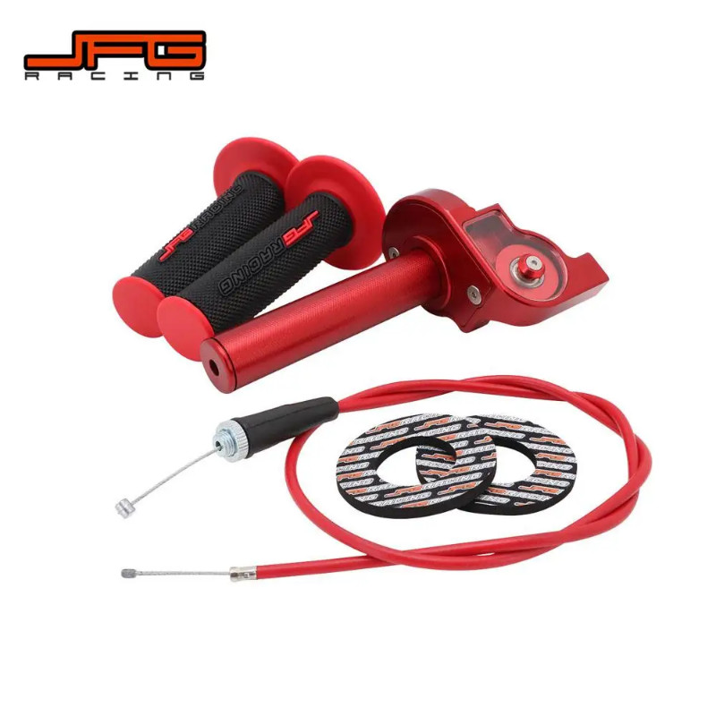 CNC Accelerator Throttle Twist Grips + Cable +Handlebar Grips